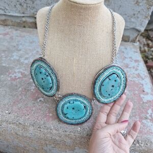 Chicos Faux Turquoise Beaded Necklace